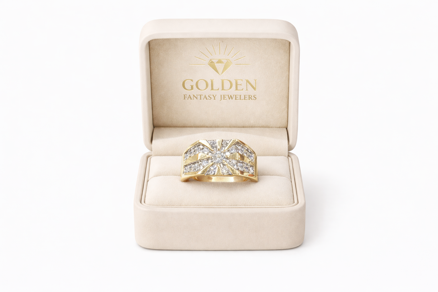 14K Yellow Gold Men's Ring 0.91 ct Natural Diamond