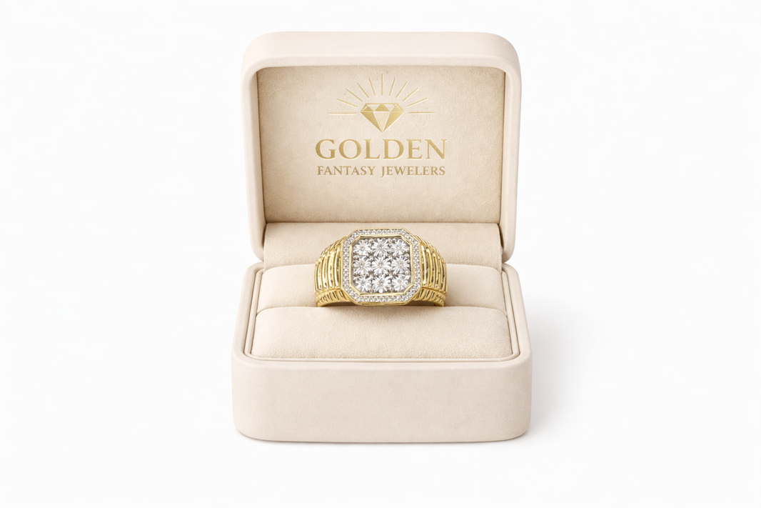 10K Yellow Gold Men's Presidential Style Ring 0.25 ct Natural Diamond