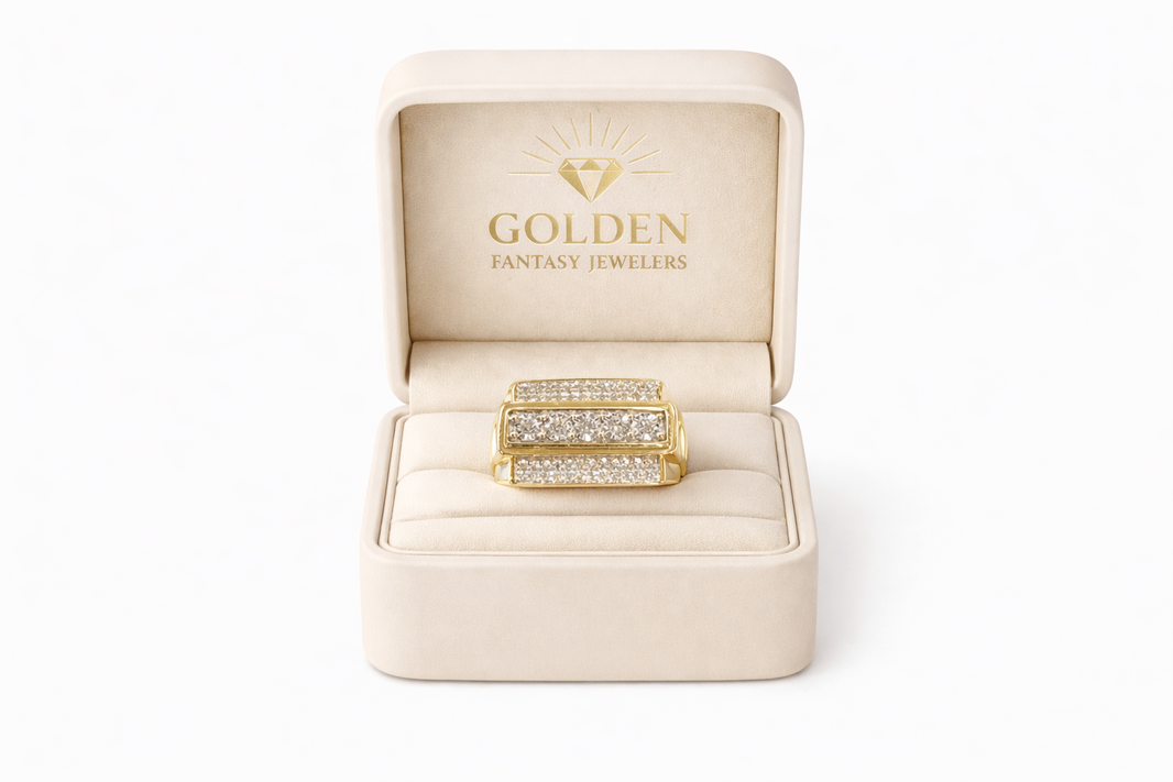 10K Yellow Gold Men's Ring 0.45 ct Natural Diamond