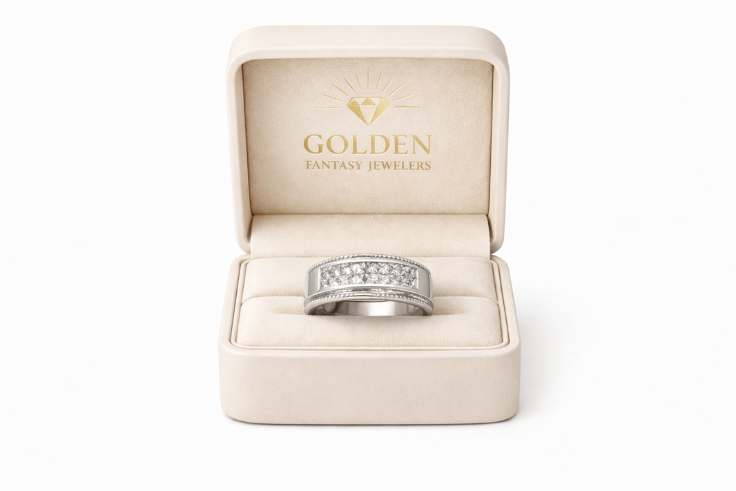 10K White Gold Satin Finish Men's Ring 1.00 ct Natural Diamond