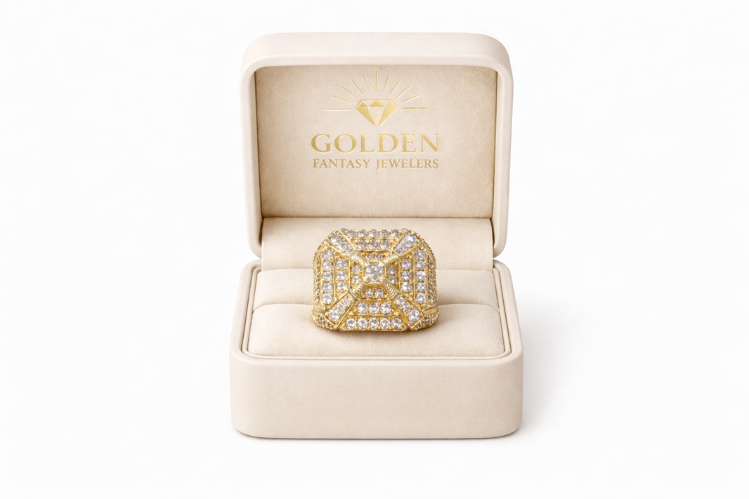 14K Yellow Gold Men's Ring 3.27 ct Natural Diamond