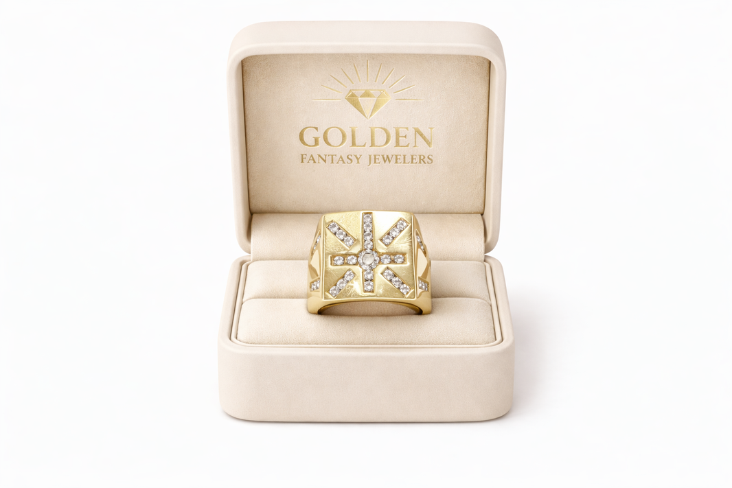 14K Yellow Gold Men's Ring Cushion 2.00 ct Natural Diamond