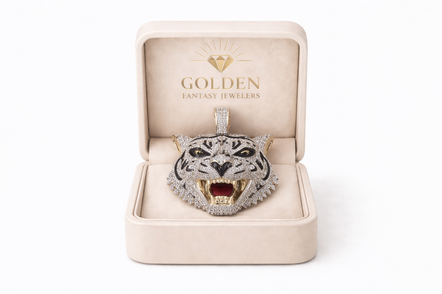 10K Two-Tone Gold “Tiger” Charm 1.37 ct Natural Diamond