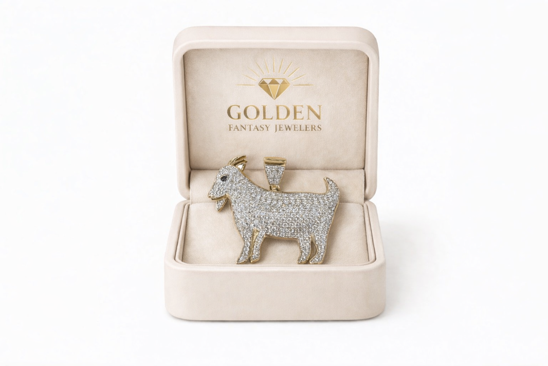 10K Two-Tone Gold “Goat” Charm 2.88 ct Natural Diamond