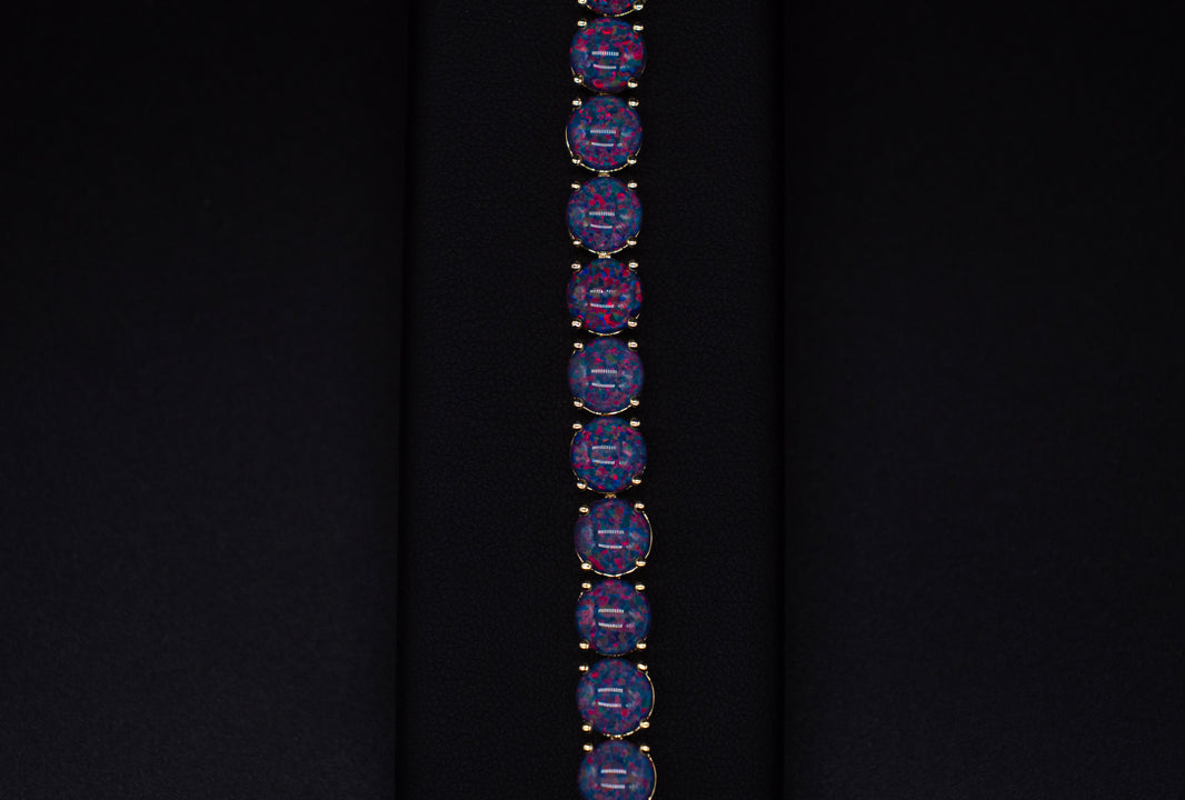 Gold Black Opal Tennis Bracelet, 925 Silver Solid, 7.5 inches Adjustable, Valentines Day Gift, Gift for Her