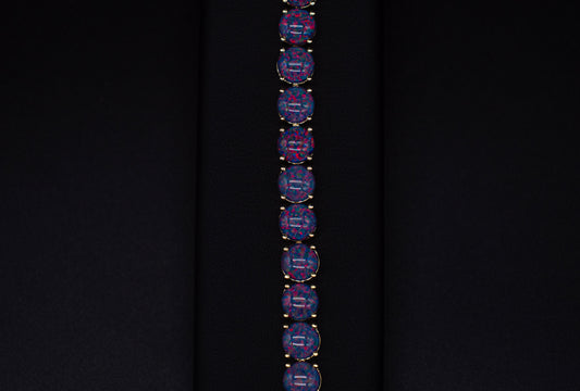 Gold Black Opal Tennis Bracelet, 925 Silver Solid, 7.5 inches Adjustable, Valentines Day Gift, Gift for Her