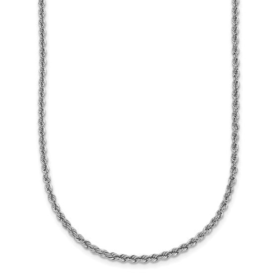 Platinum Rope Necklace, 16' 18' 20' 30' Available - Italian Made and Stamped - 2.2mm