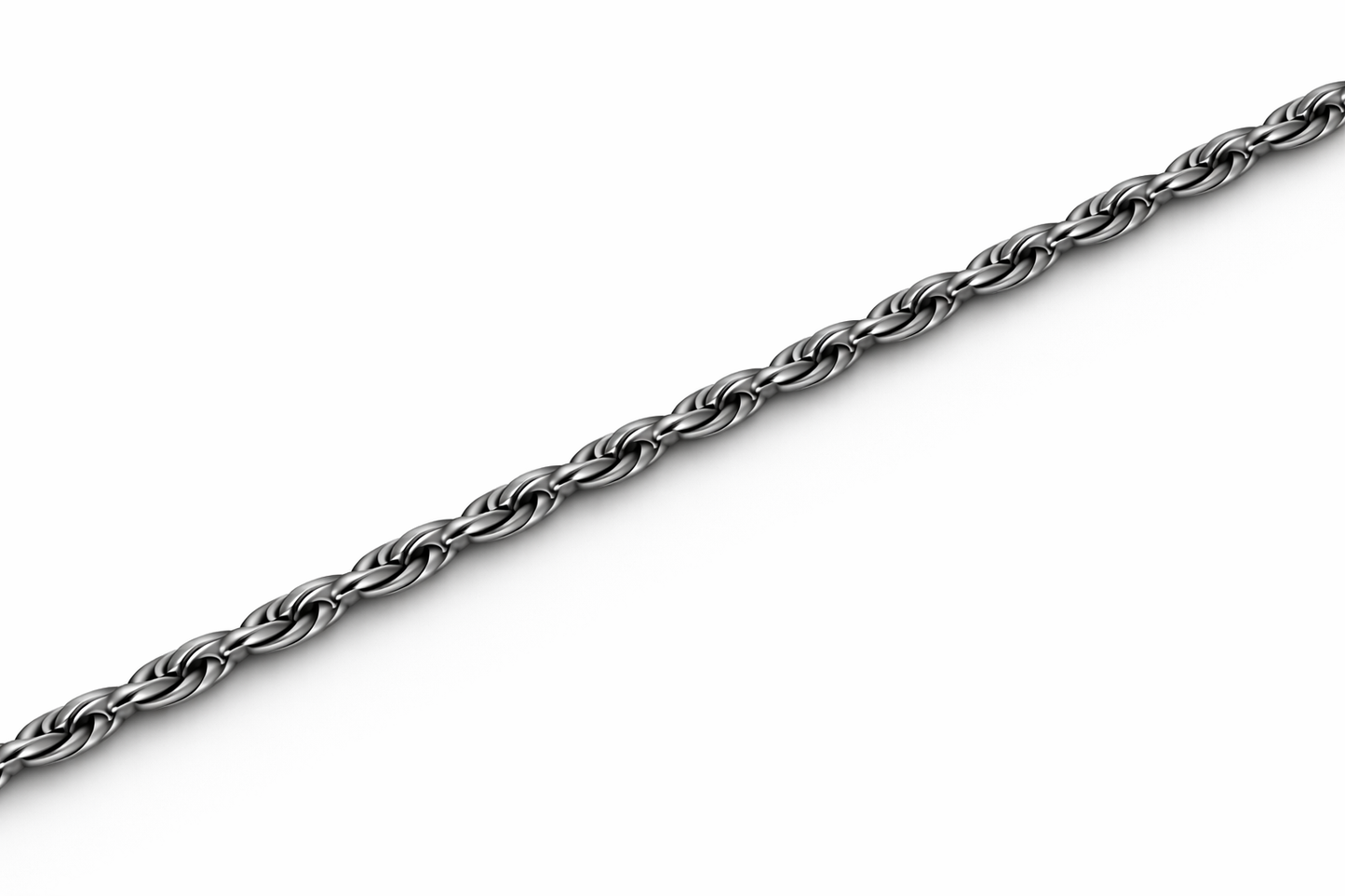 Sterling Silver - 1.50mm Rhodium-Plated Diamond-Cut Rope Anklet