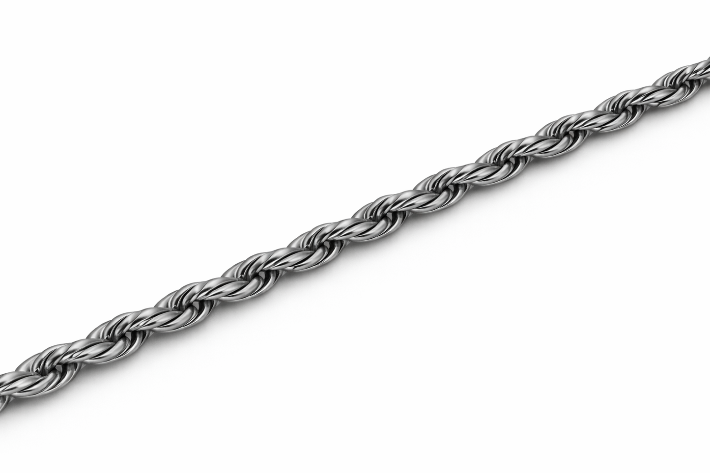 Sterling Silver - 2.25mm Rhodium-Plated Diamond-Cut Rope Anklet