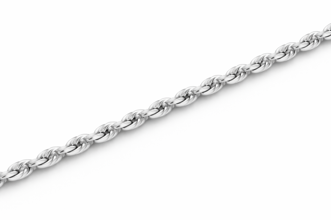 10k/14k - 1.50mm Diamond-Cut Rope Chain - White Gold