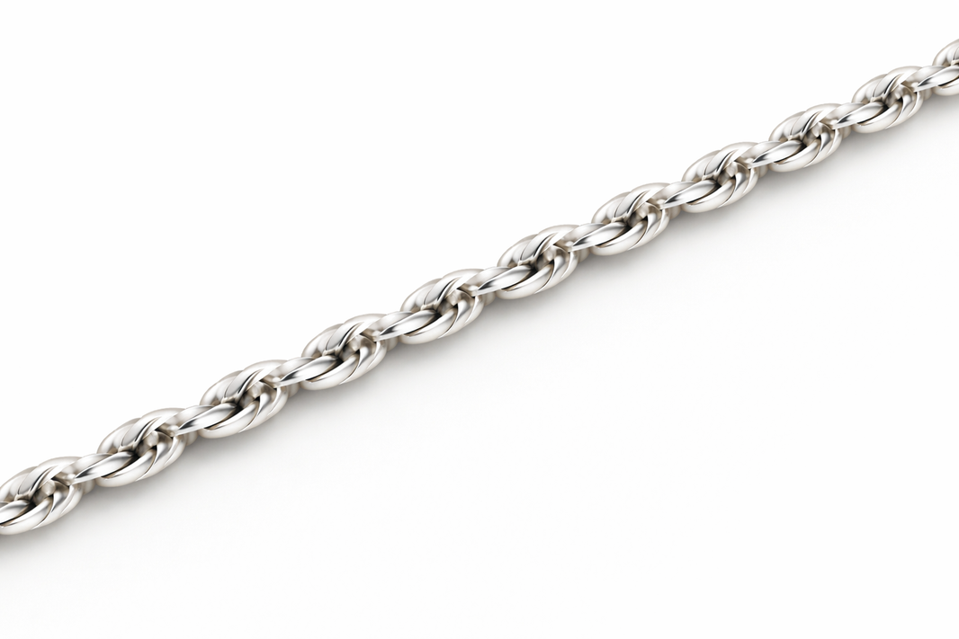 10k/14k - 1.75mm Diamond-Cut Rope Chain - White Gold