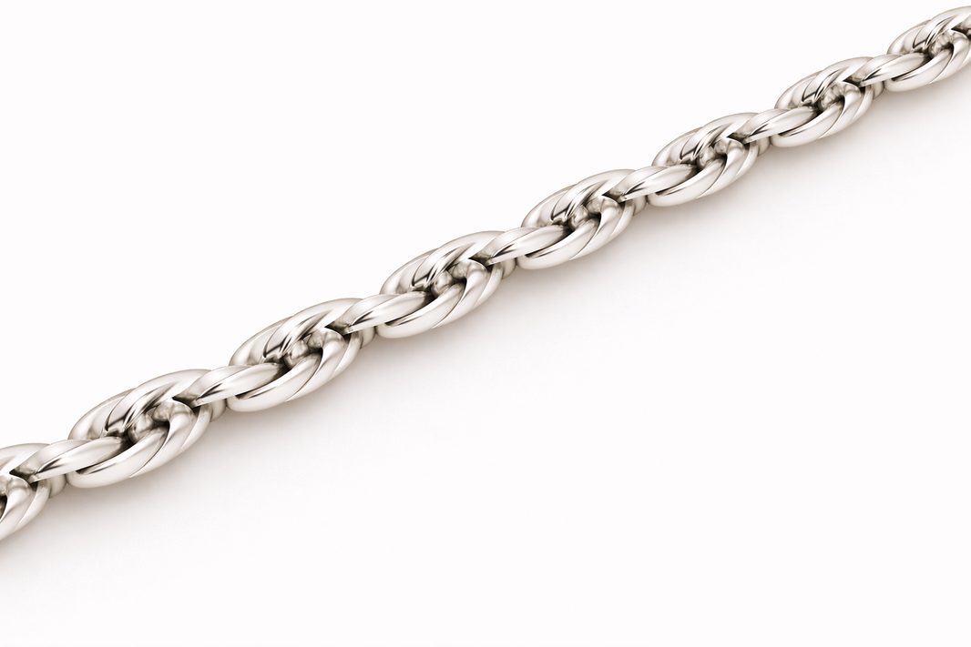 10k/14k - 2.25mm Diamond-Cut Rope Chain - White Gold