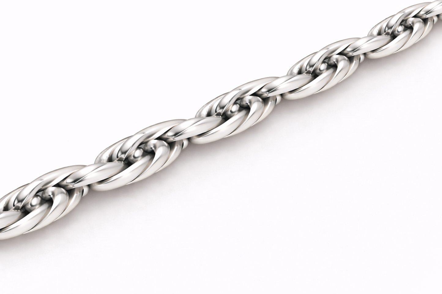 14k - 3.75mm Diamond-Cut Rope Anklet - White Gold