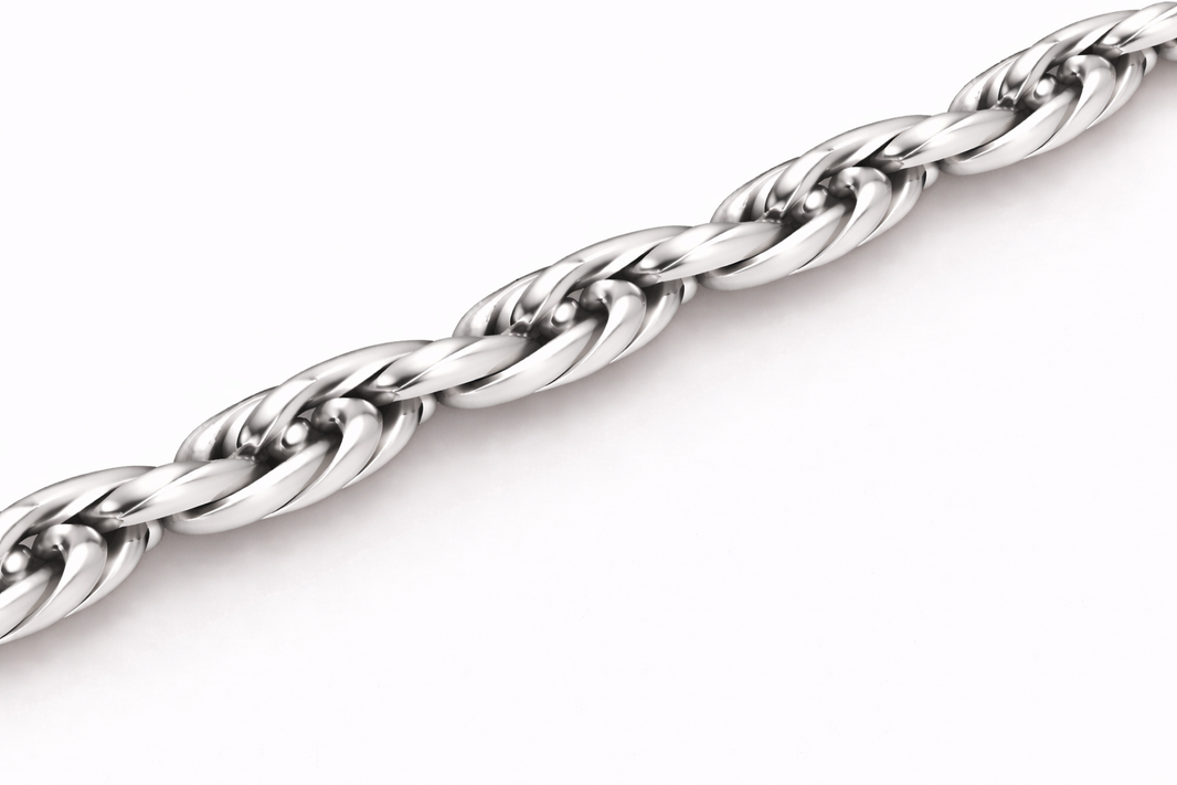 10k/14k - 4.00mm Diamond-Cut Rope Chain - White Gold