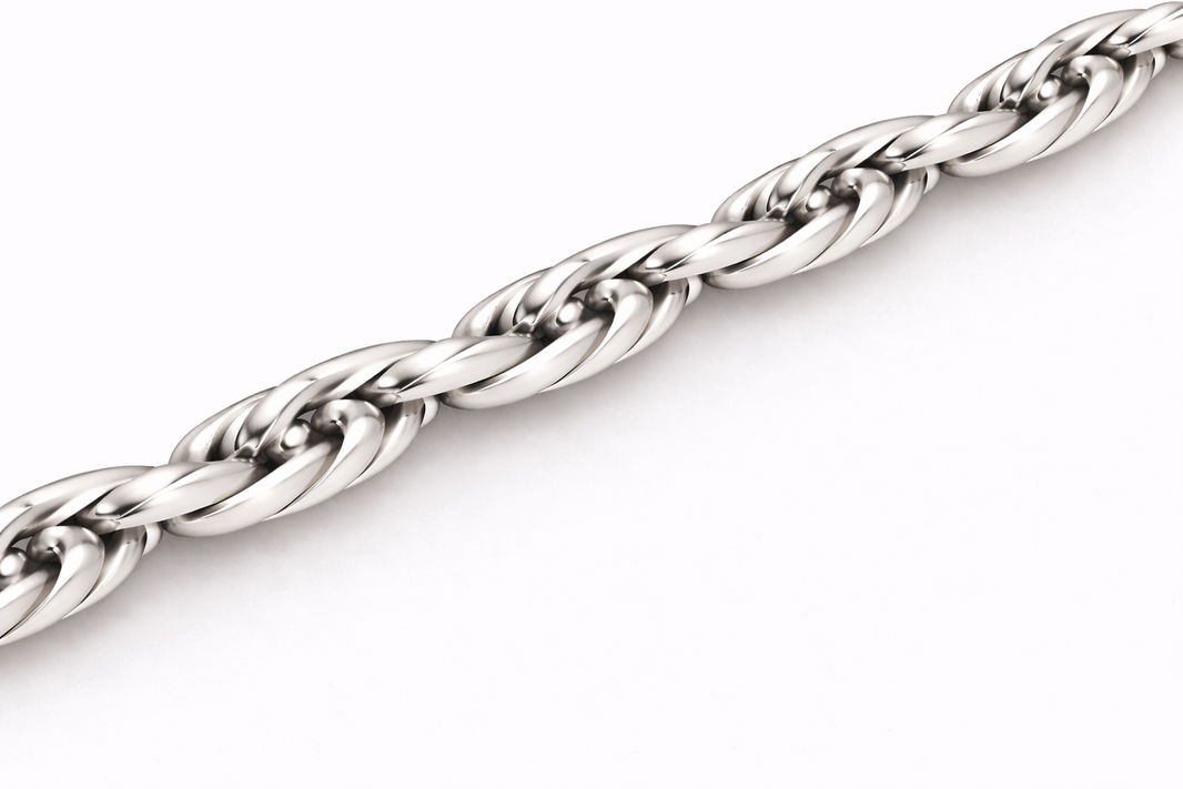 14k - 4.25mm Diamond-Cut Rope Bracelet - White Gold