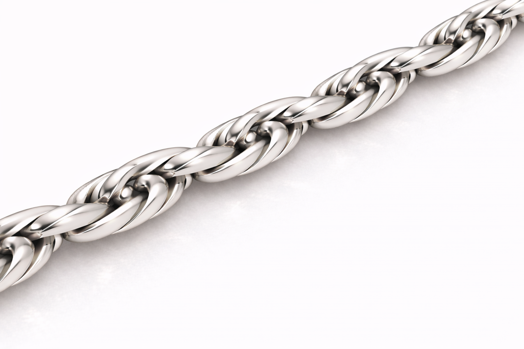 14k - 4.50mm Diamond-Cut Rope Bracelet - White Gold