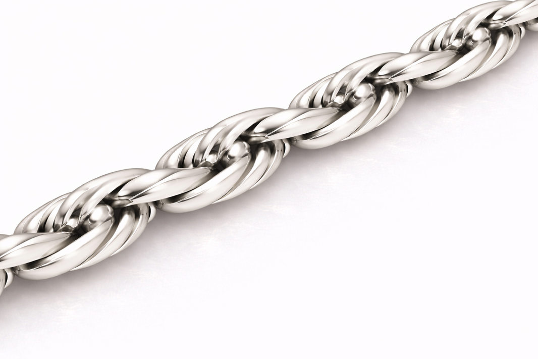 14k - 5.50mm Diamond-Cut Rope Bracelet - White Gold