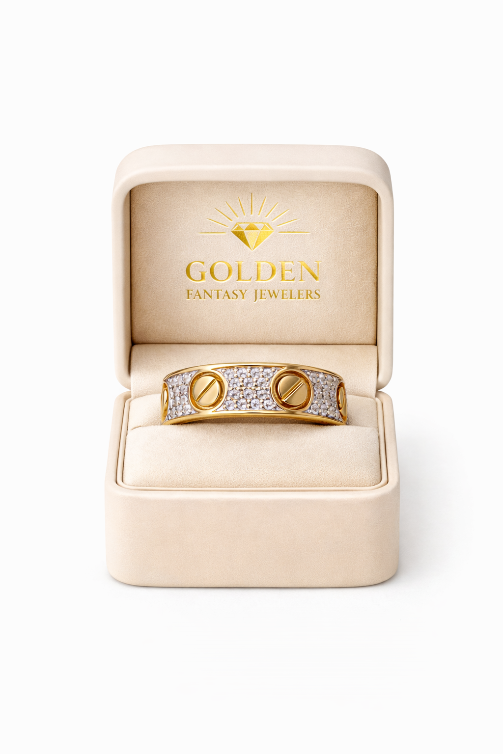 14K Yellow Gold Nail/Bolt Band 0.22 ct Natural Diamond