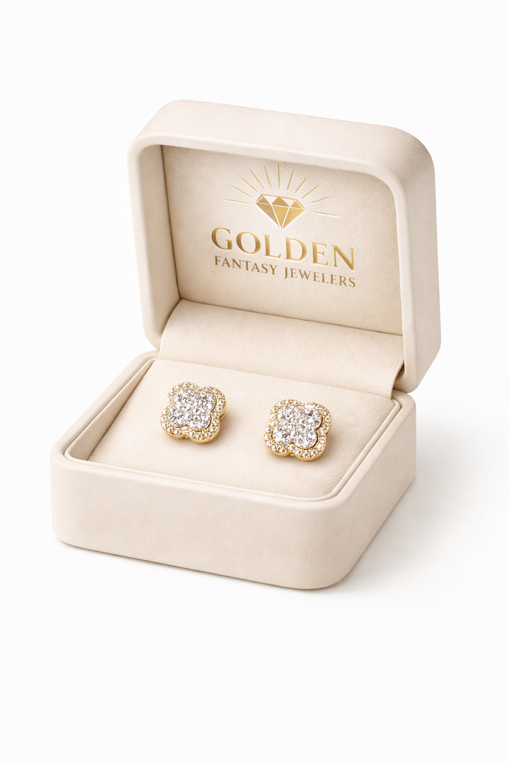 10K Yellow Gold Women's Earrings 0.20 ct Natural Diamond clover design