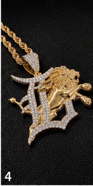 10kt Yellow Gold D Lion Charm, 2.5 Ct Lab Grown Diamonds