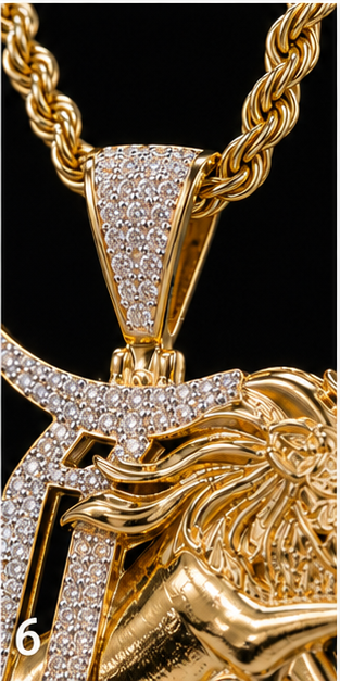 10kt Yellow Gold D Lion Charm, 2.5 Ct Lab Grown Diamonds