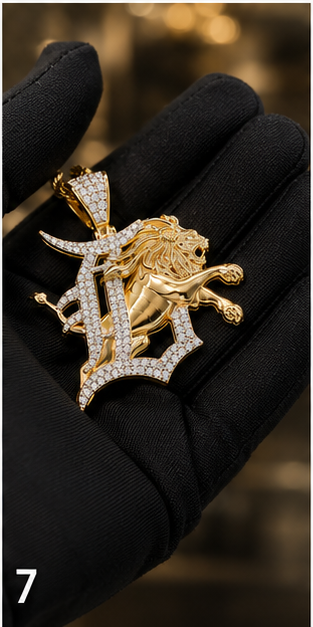 10kt Yellow Gold D Lion Charm, 2.5 Ct Lab Grown Diamonds