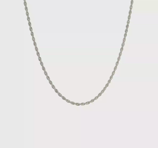 Platinum Rope Necklace, 16' 18' 20' 30' Available - Italian Made and Stamped - 2.2mm
