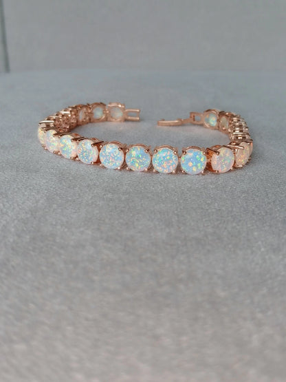Gold White Opal Tennis Bracelet | Opal Bracelet | Opal | October Birthstone