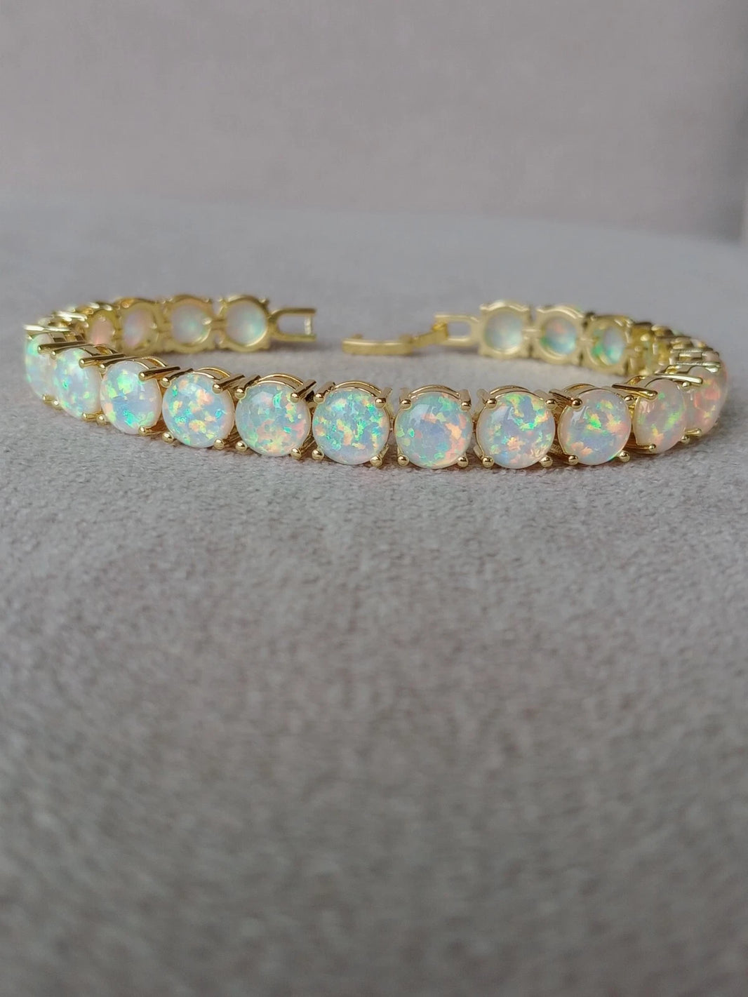 Gold White Opal Tennis Bracelet | Opal Bracelet | Opal | October Birthstone