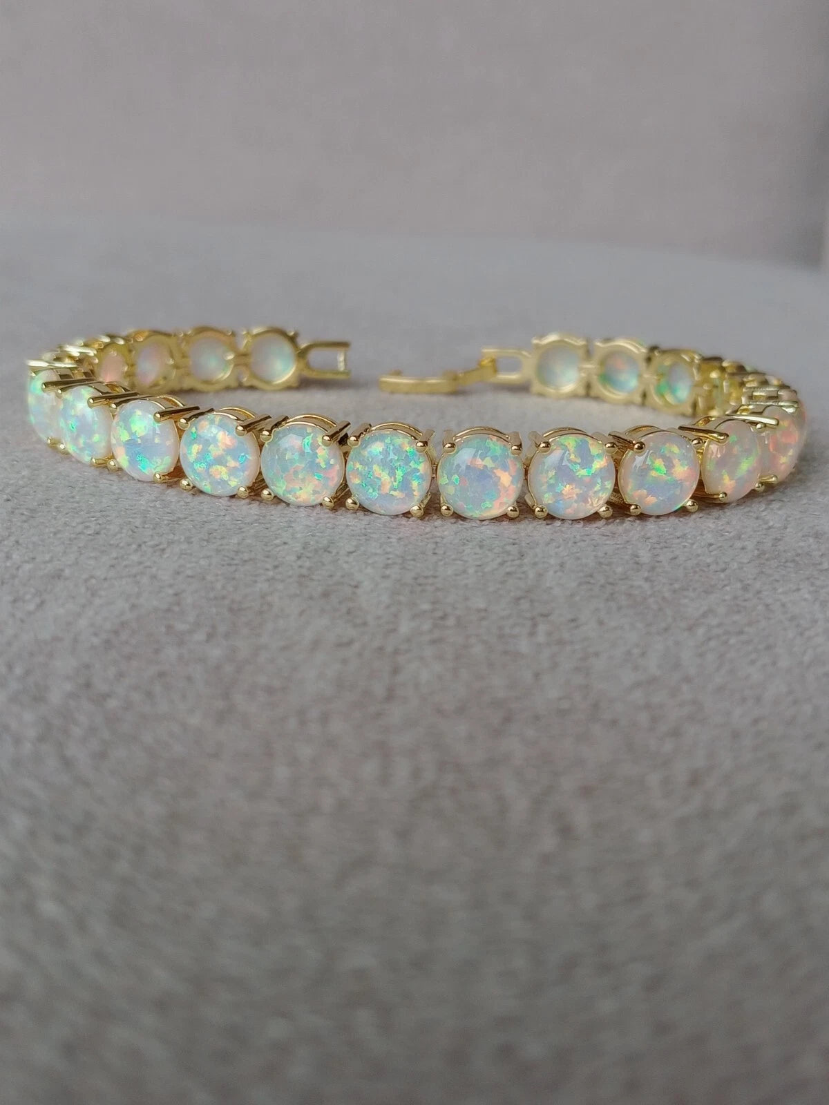 Gold White Opal Tennis Bracelet | Opal Bracelet | Opal | October Birthstone
