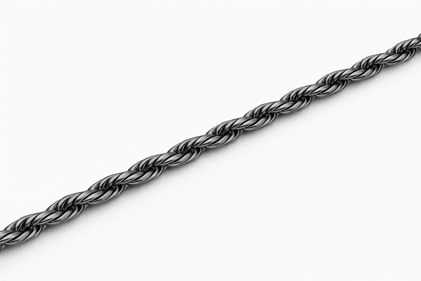 Sterling Silver - 2.50mm Rhodium-Plated Diamond-Cut Rope Anklet