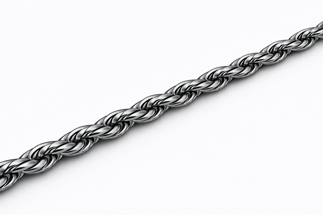 Sterling Silver - 2.75mm Rhodium-Plated Diamond-Cut Rope Bracelet