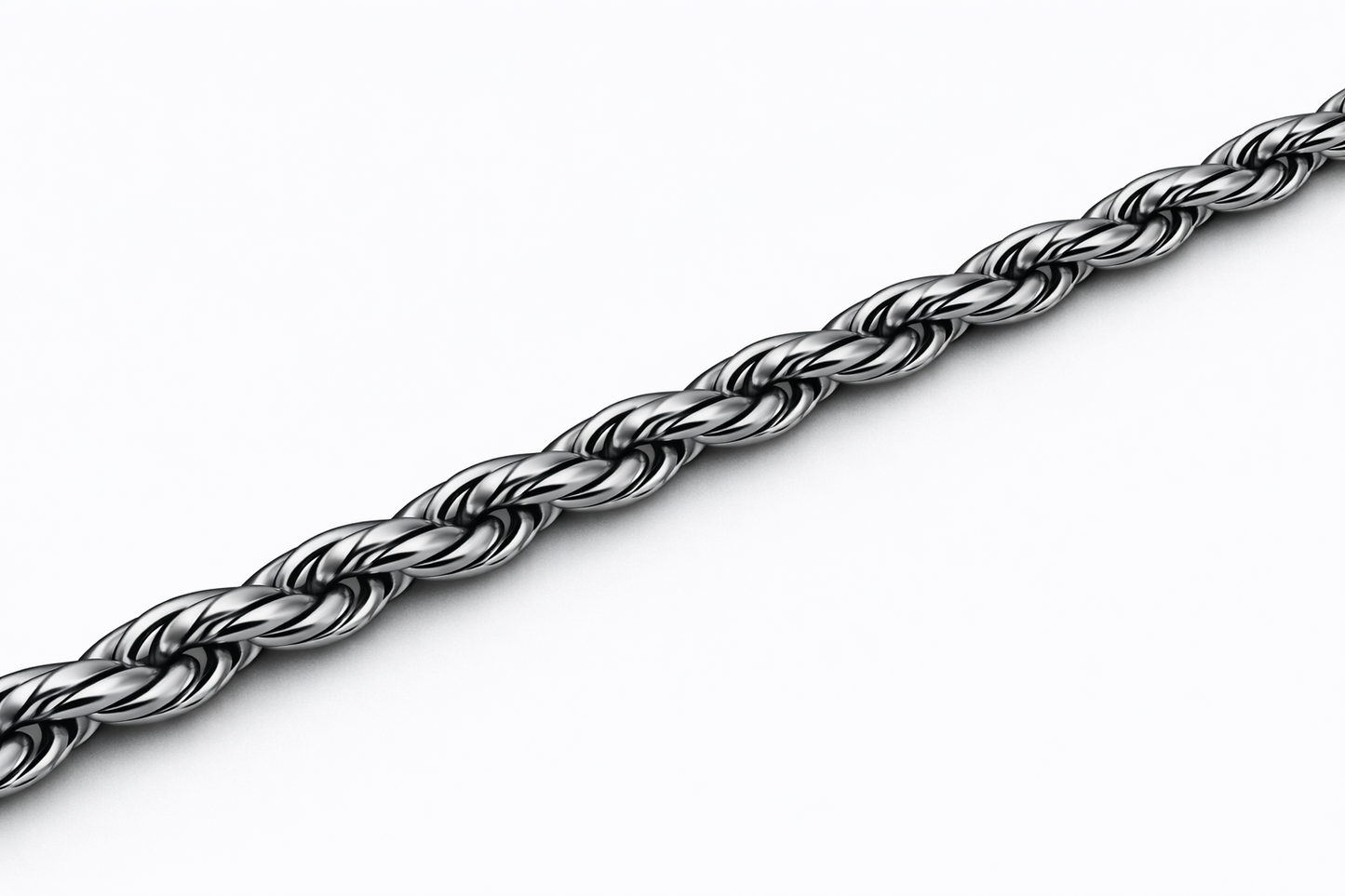 Sterling Silver - 2.75mm Rhodium-Plated Diamond-Cut Rope Anklet