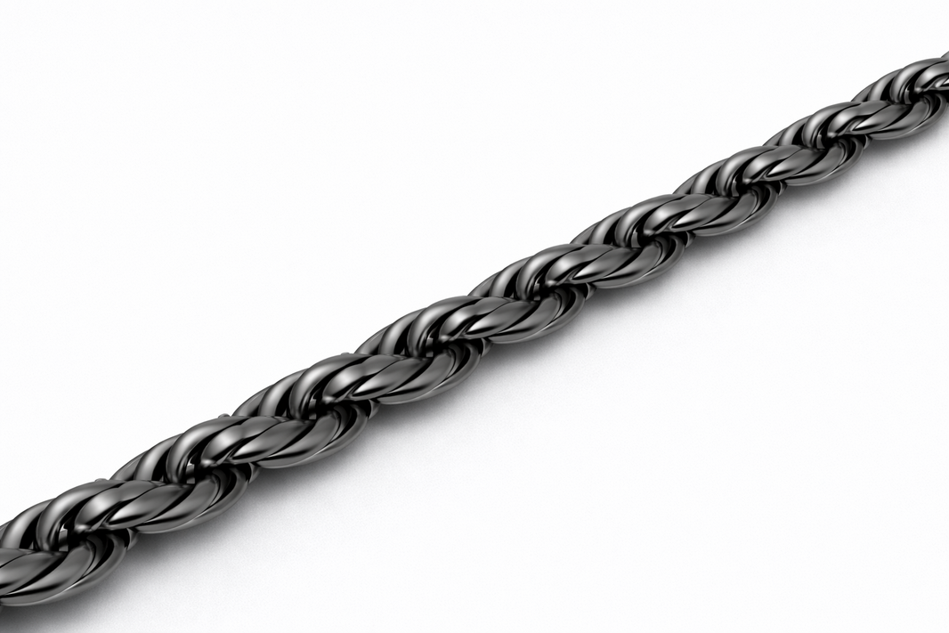 Sterling Silver - 3.70mm Rhodium-Plated Diamond-Cut Rope Chain