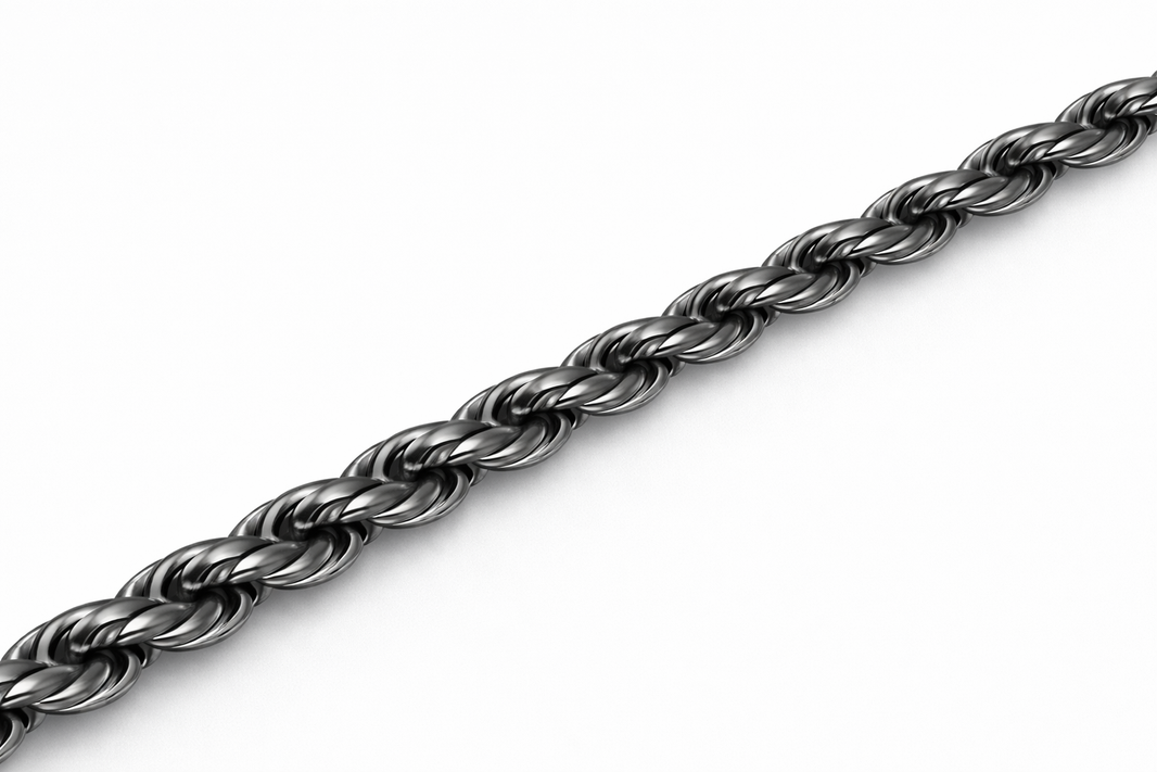 Sterling Silver - 3.20mm Rhodium-Plated Diamond-Cut Rope Bracelet