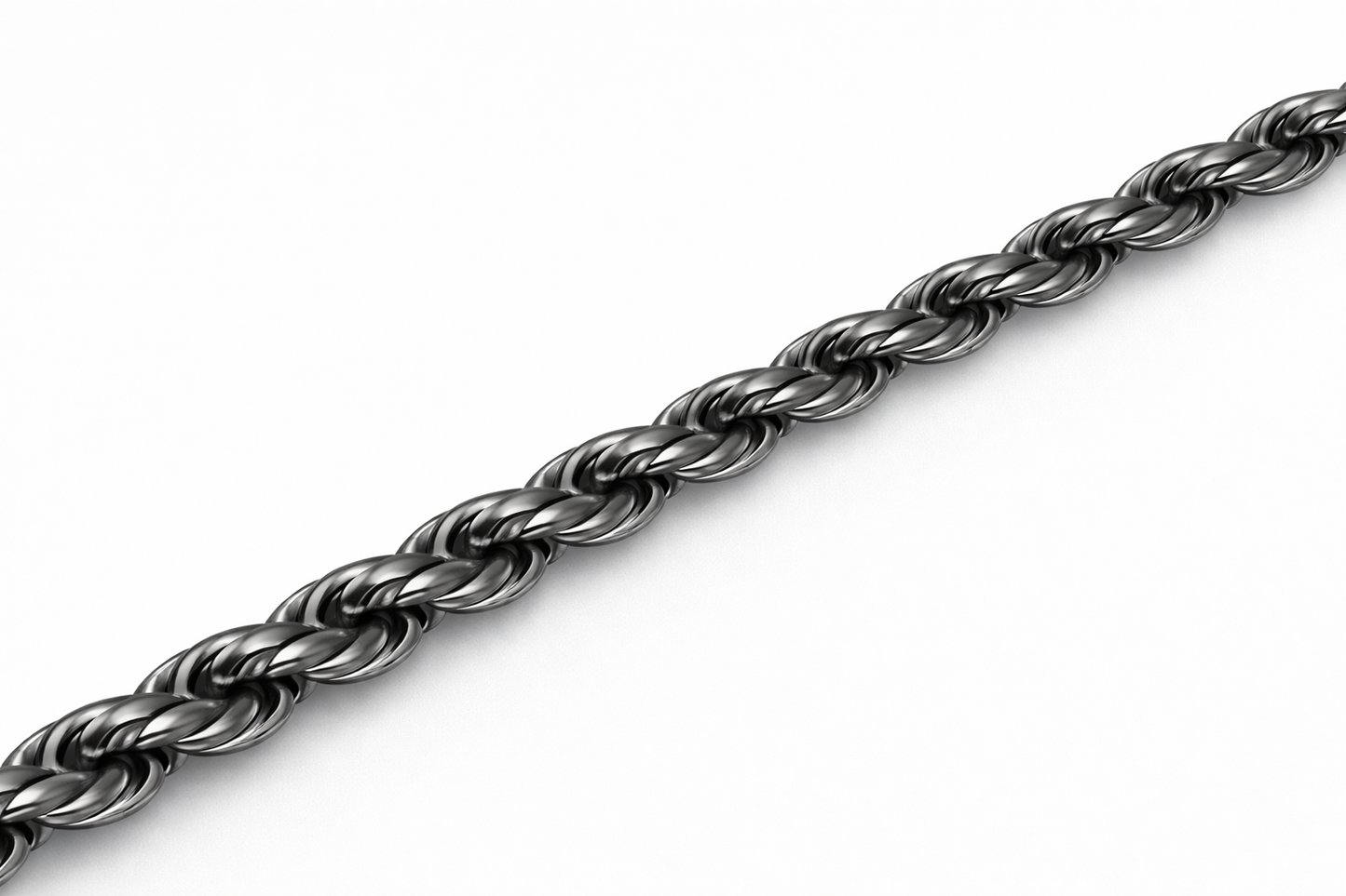 Sterling Silver - 3.20mm Rhodium-Plated Diamond-Cut Rope Anklet