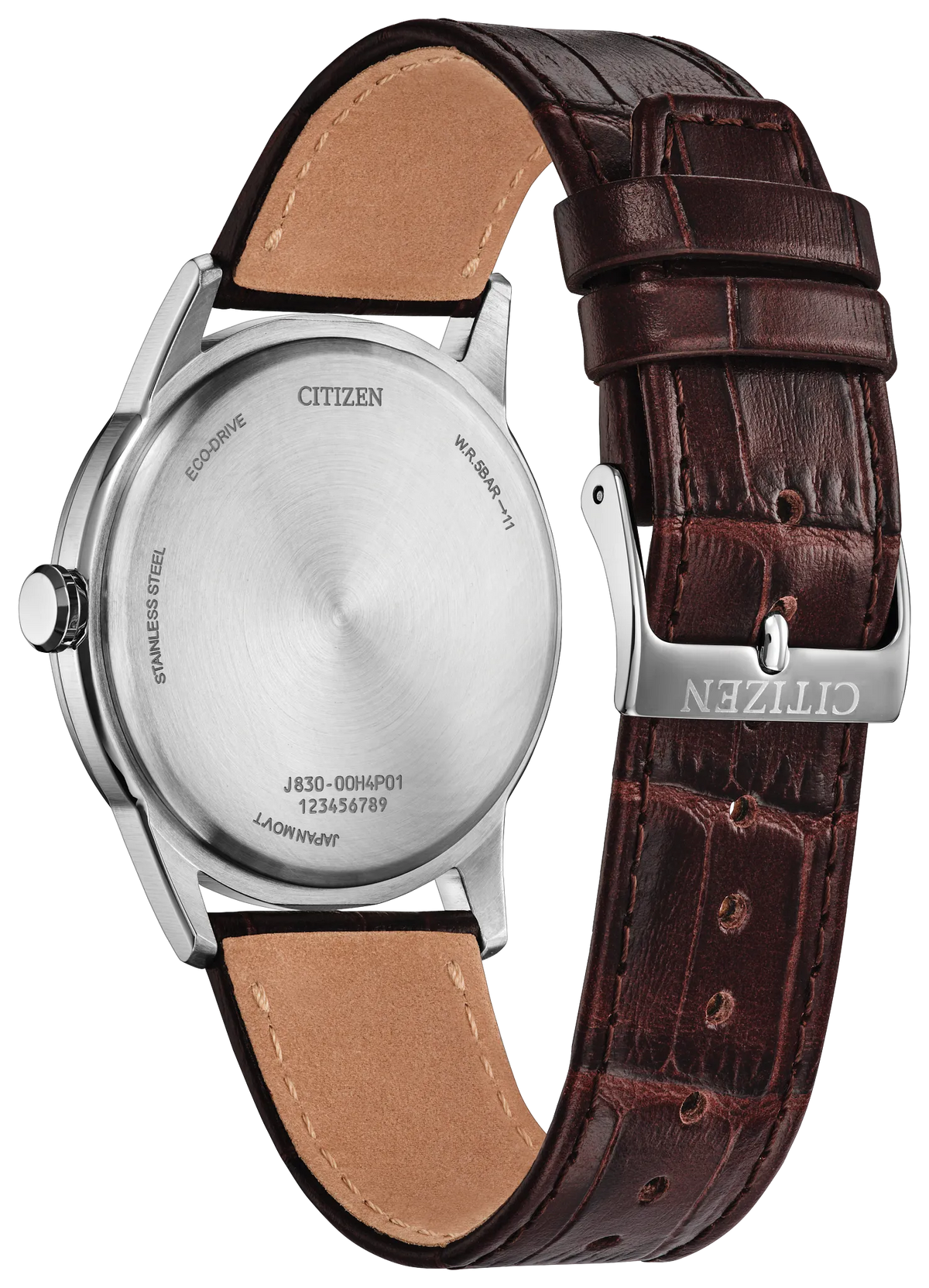 Citizen Rolan AW2110-14Z Men's Silver-Tone Eco-Drive Watch - back view