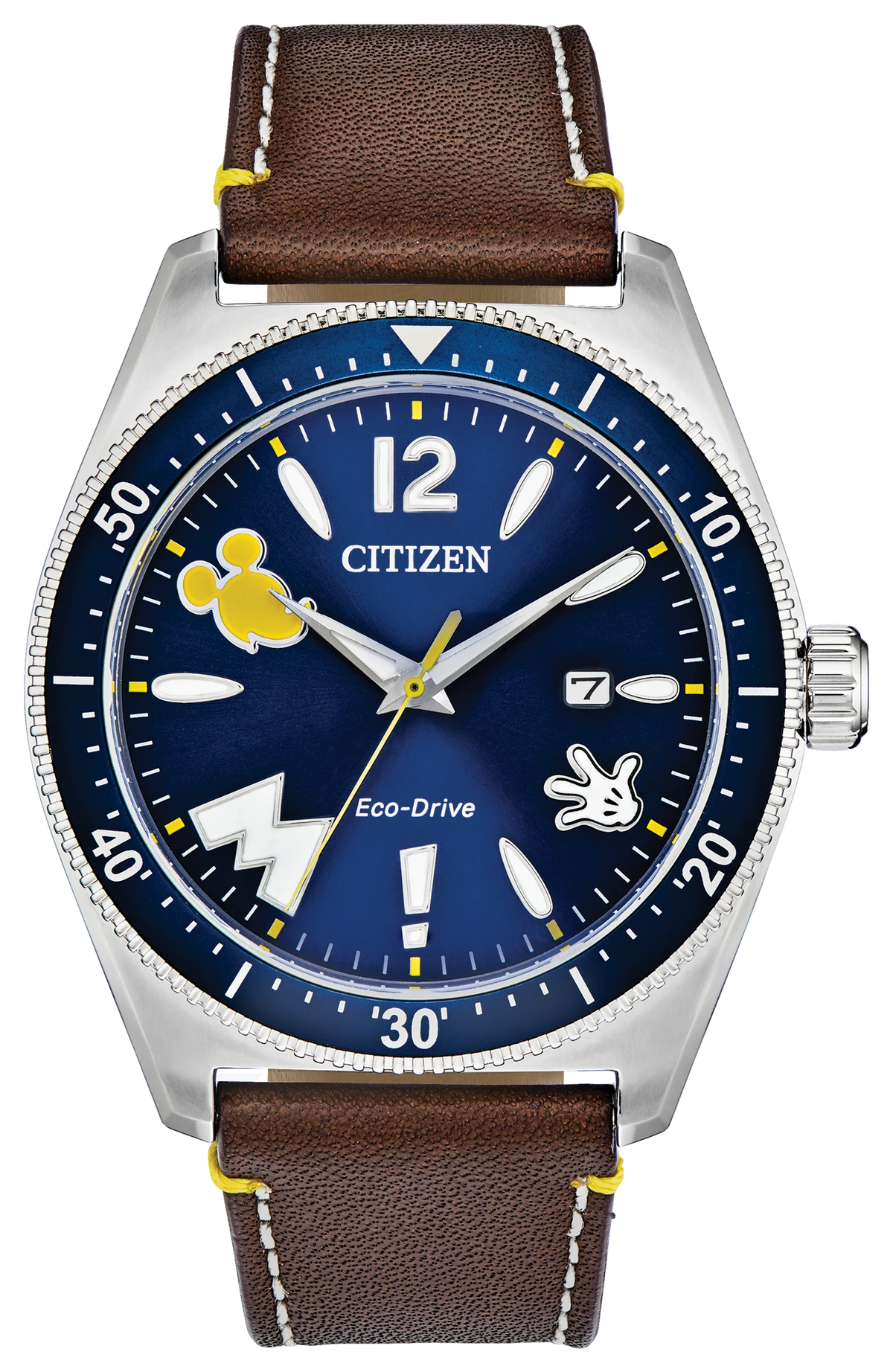 Citizen Disney Mickey Mouse AW1599-00W Men's Silver-Tone Eco-Drive Watch