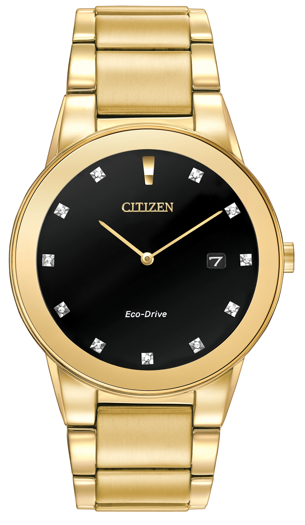 Citizen Axiom AU2002-52G Men's Gold-Tone 11-Diamond Eco-Drive Watch - front view