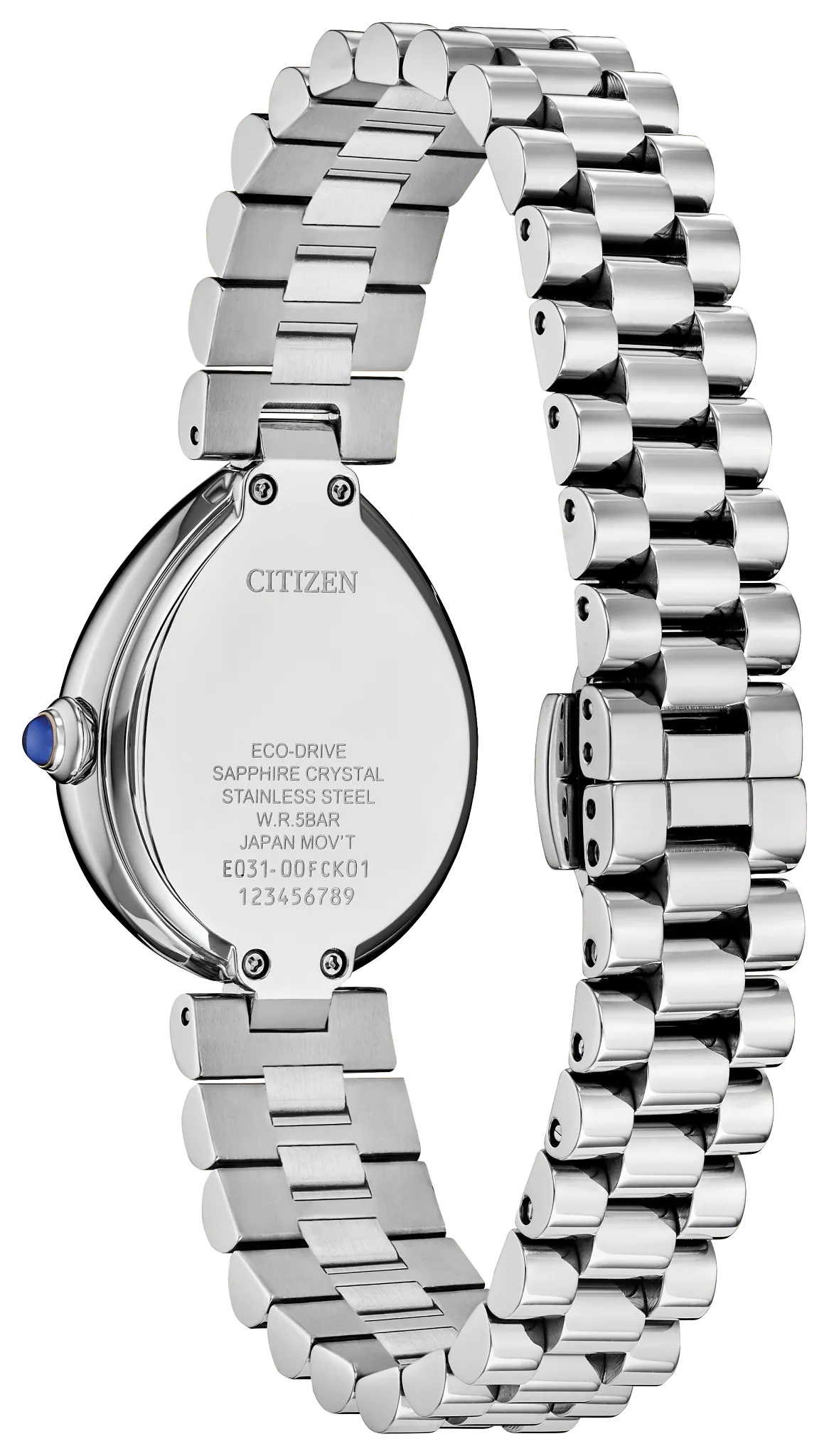Citizen L Rainell EM1200-55X Women's Silver-Tone Eco-Drive Watch - back view