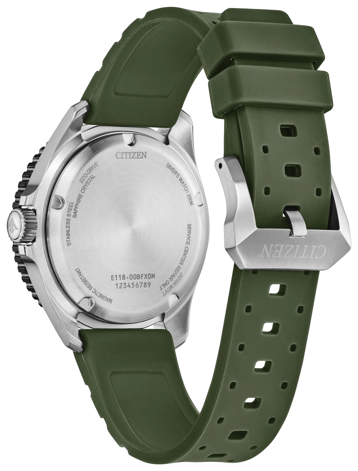 Citizen Promaster Dive BN0265-00A Men's Silver-Tone Eco-Drive Watch - back view